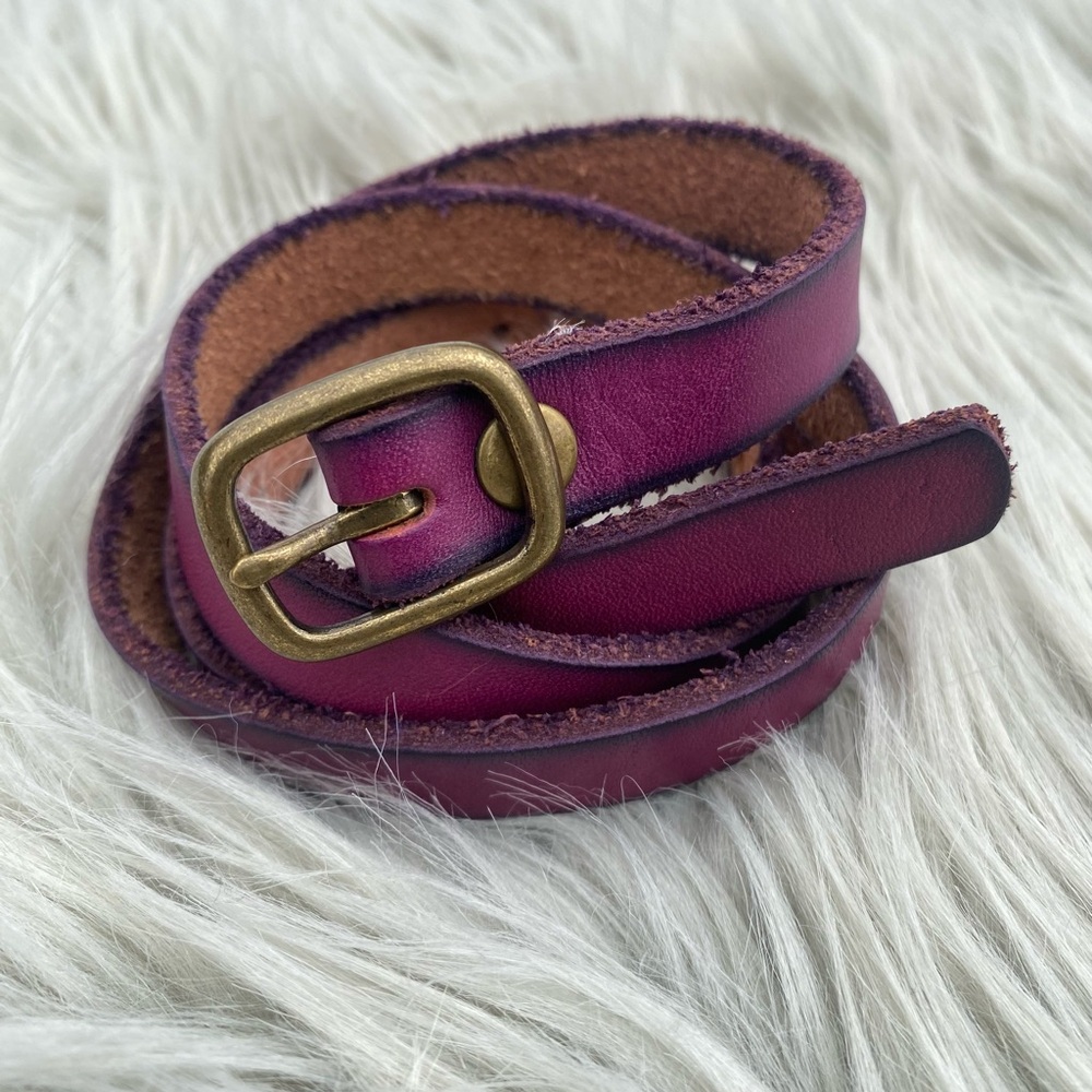 Raspberry Leather Belt 32” - 34” Inch Waist M/L